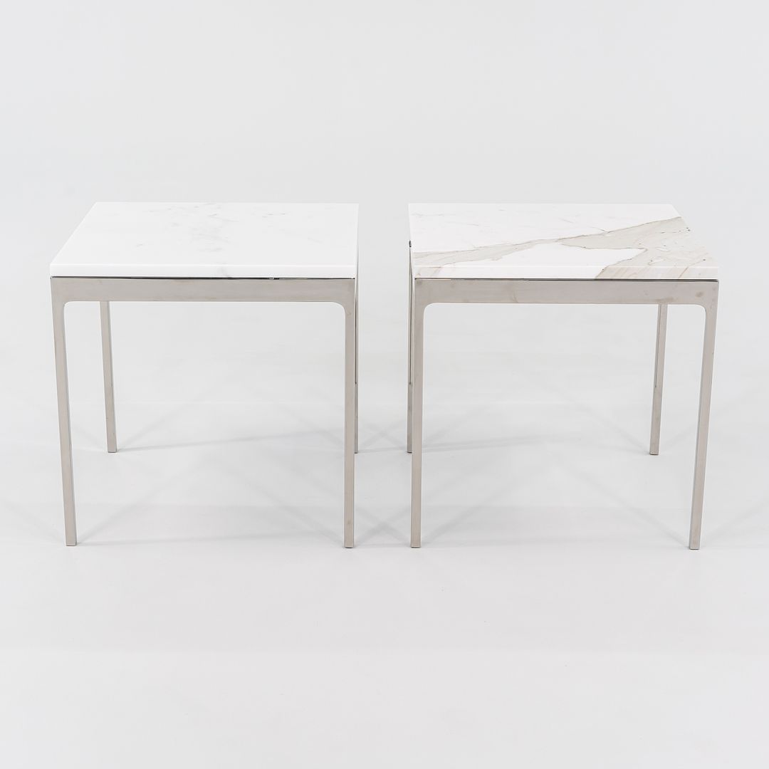1990s TA.18G Square Side Table by Nicos Zographos for Zographos Designs in Marble and Stainless Steel 2x Available