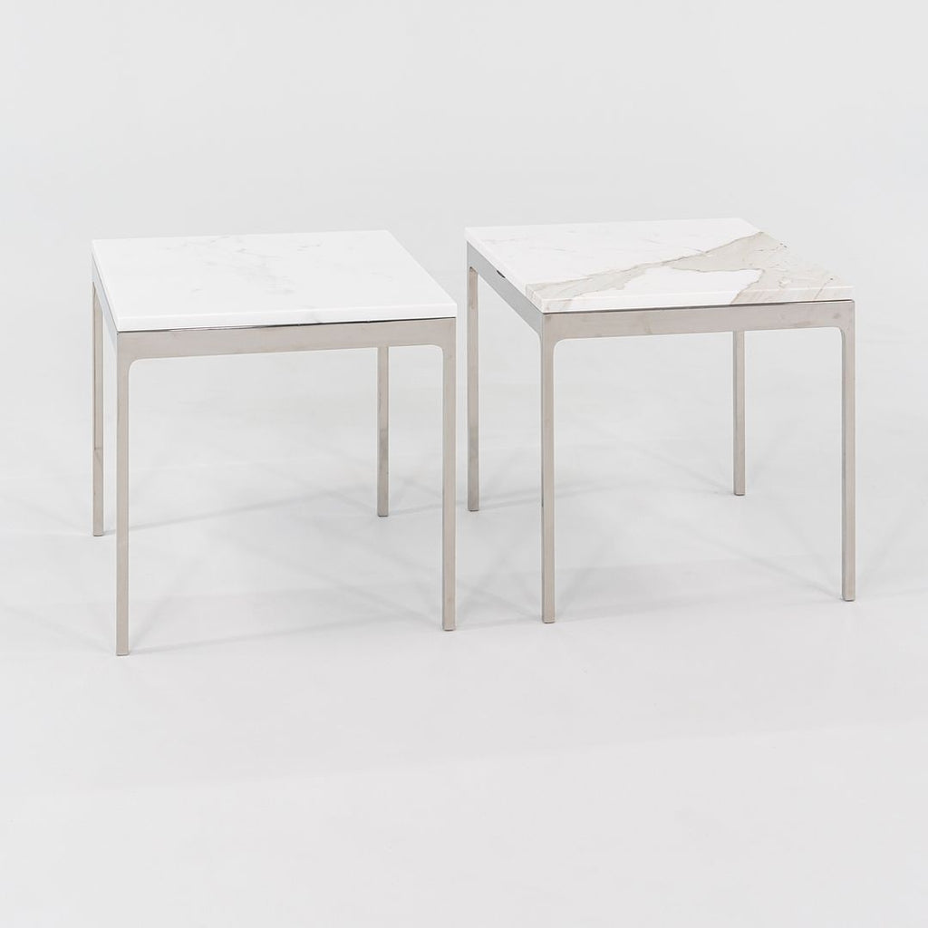 1990s TA.18G Square Side Table by Nicos Zographos for Zographos Designs in Marble and Stainless Steel 2x Available
