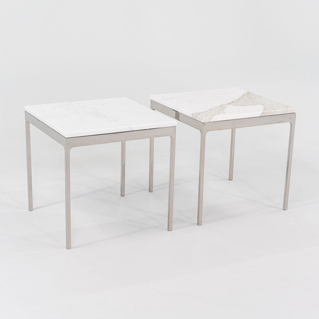1990s TA.18G Square Side Table by Nicos Zographos for Zographos Designs in Marble and Stainless Steel 2x Available