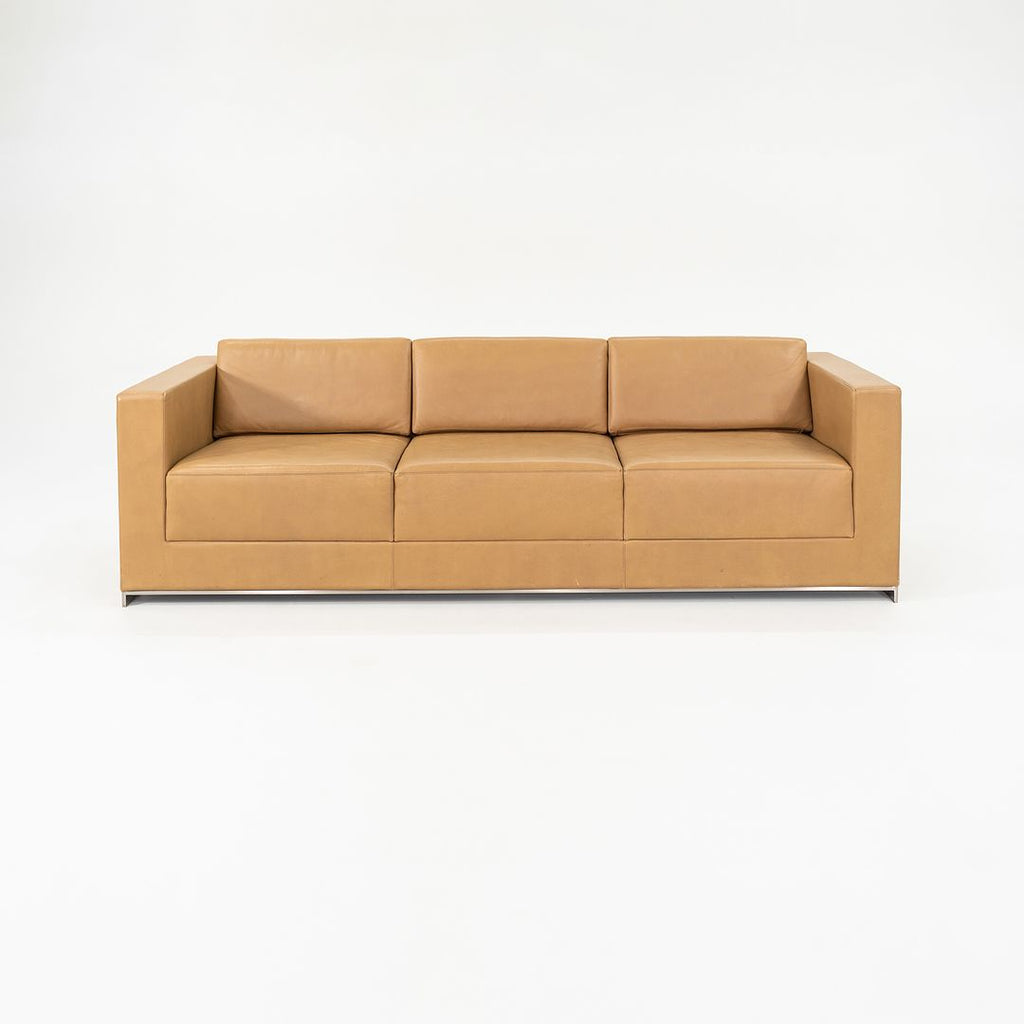 2019 B.1 Three Seat Sofa by Fabien Baron for Bernhardt Design in Caramel Leather