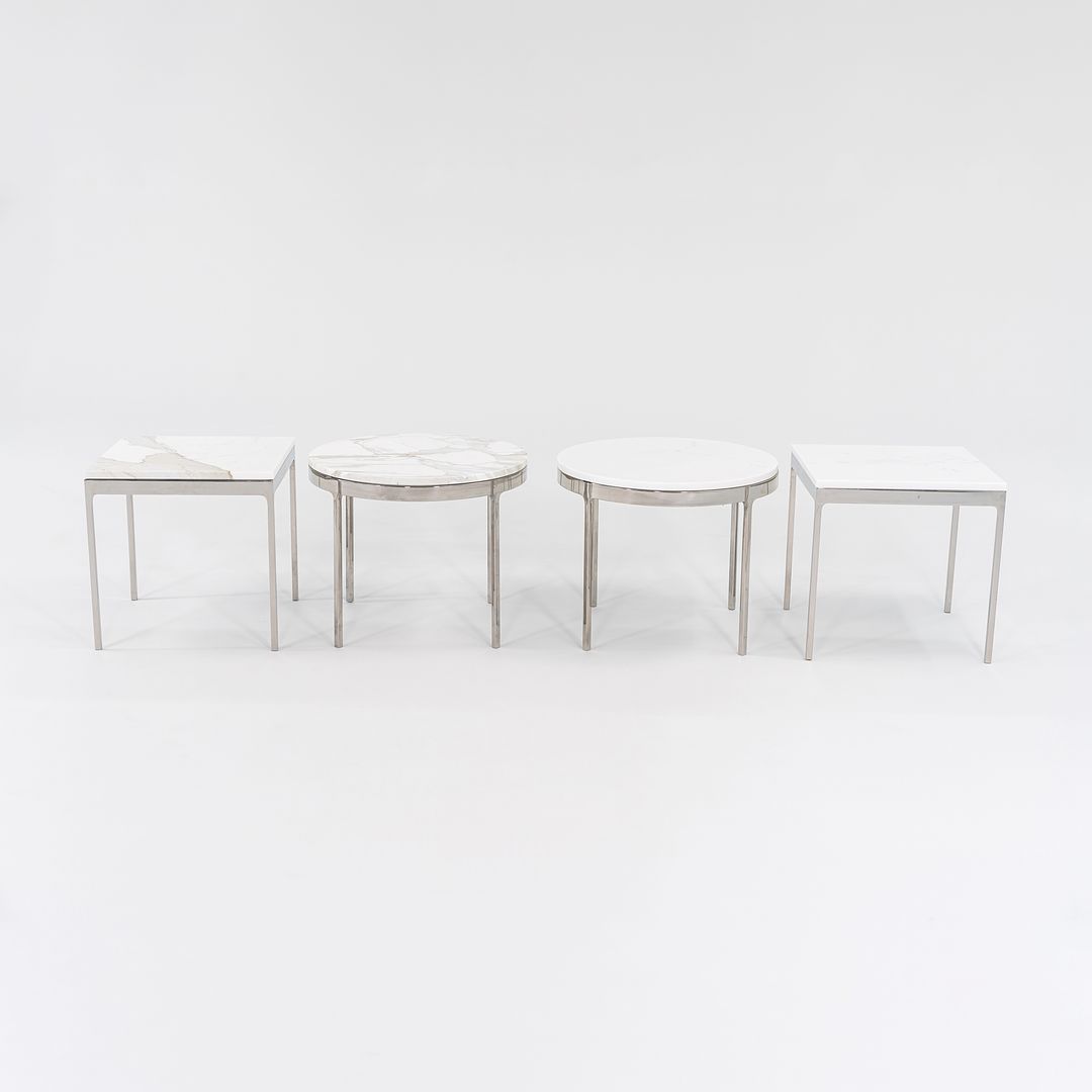 1990s TA.18G Square Side Table by Nicos Zographos for Zographos Designs in Marble and Stainless Steel 2x Available