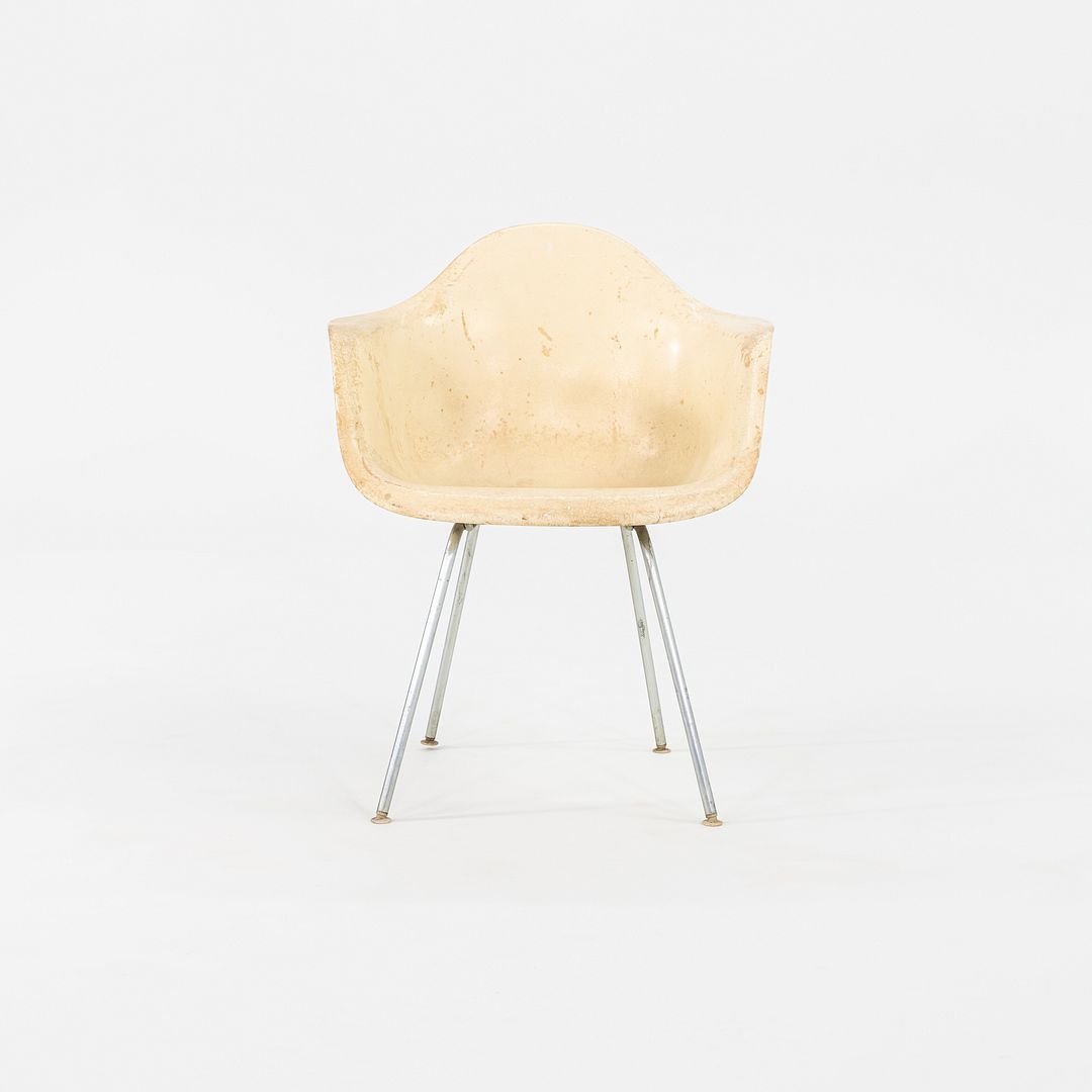 1960 Herman Miller Eames DAX Dining Arm Shell Chair in Parchment Fiberglass