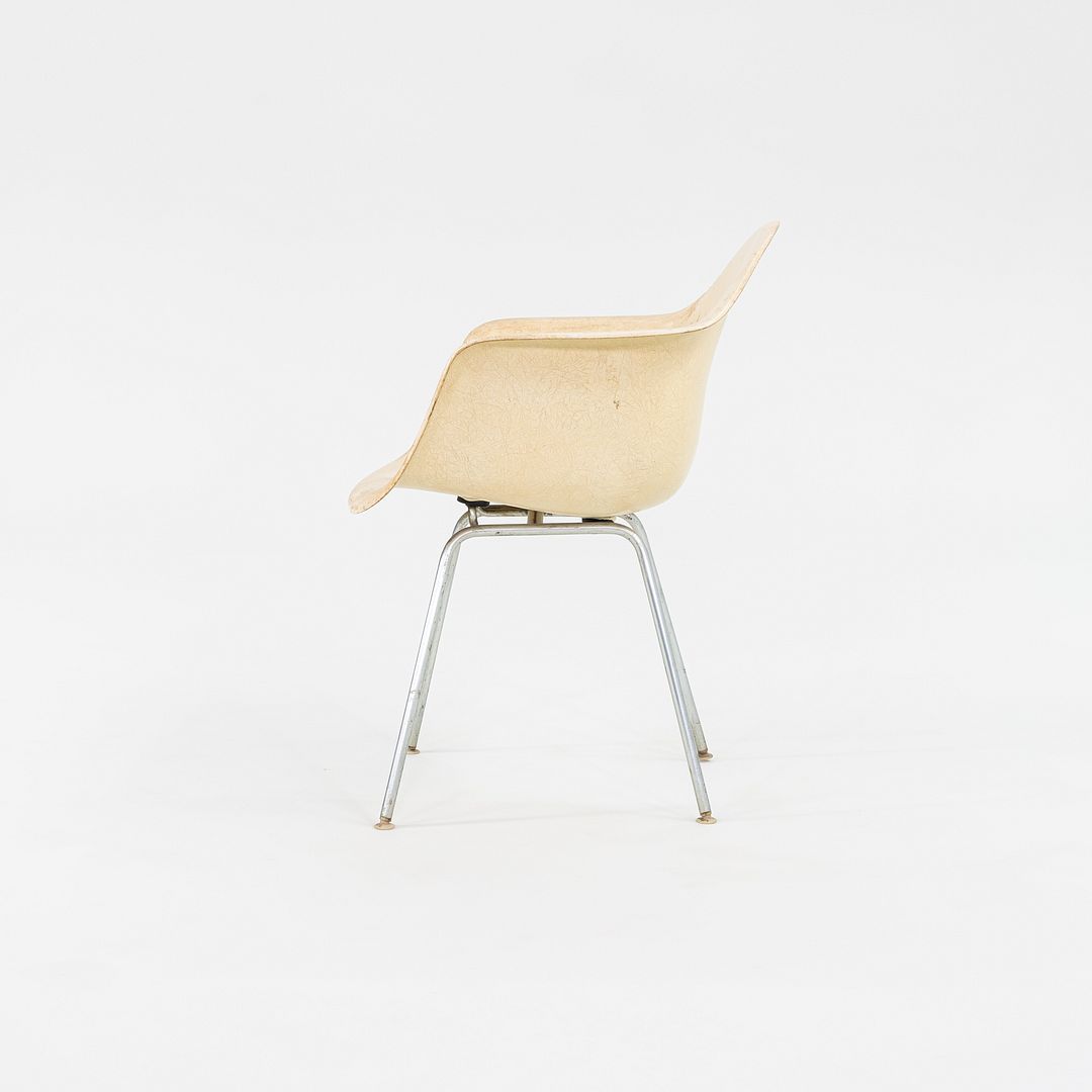 1960 Herman Miller Eames DAX Dining Arm Shell Chair in Parchment Fiberglass