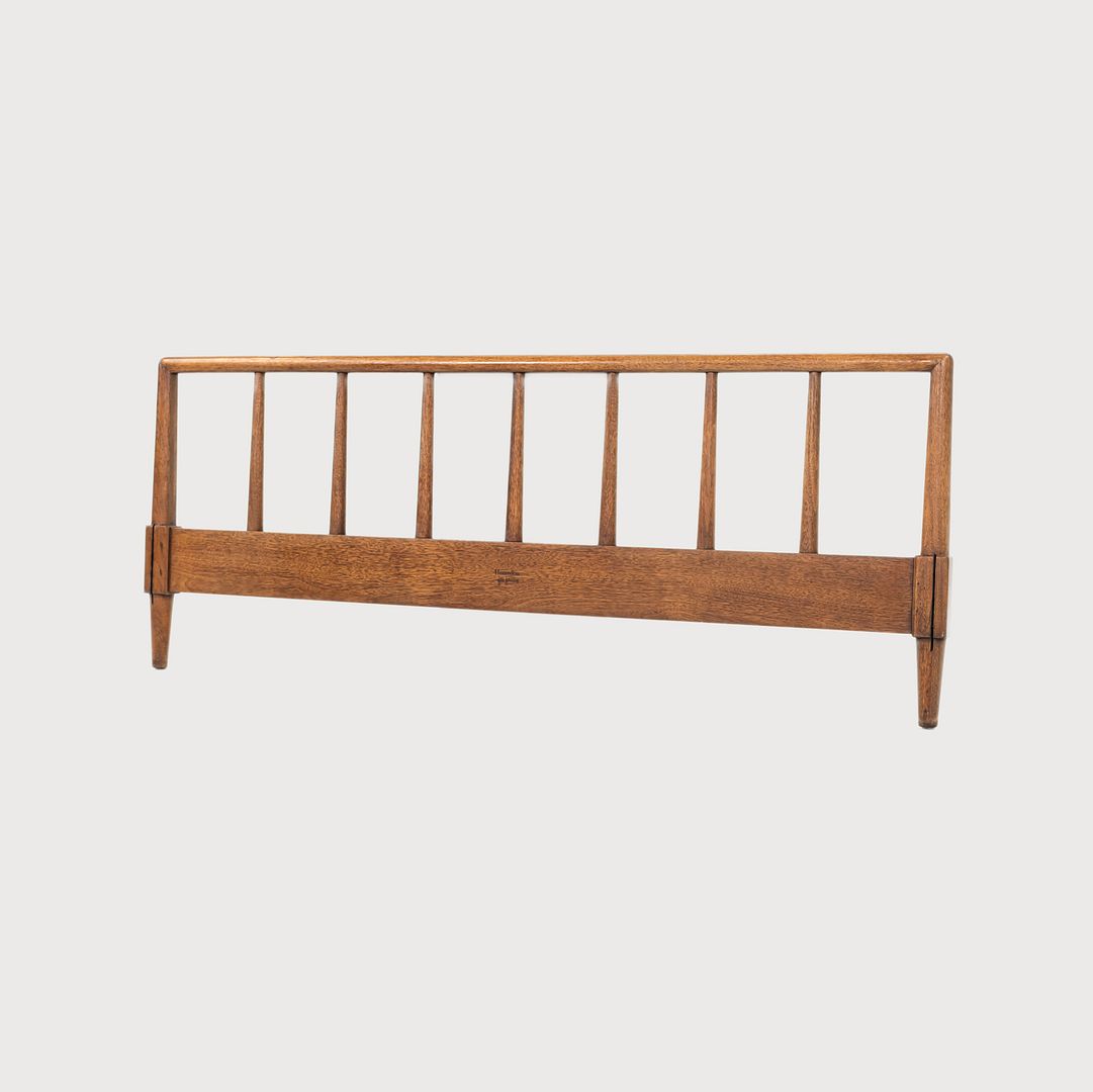 1950s Henredon Furniture Circa 60 Full Sized Headboard and Footboard in Walnut