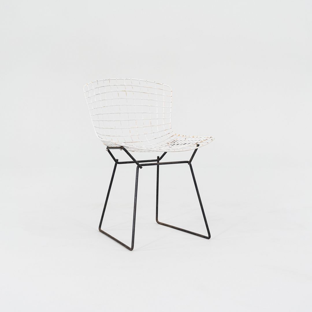 1950s Harry Bertoia for Knoll Bertoia Wire Side / Dining Chair in White & Black