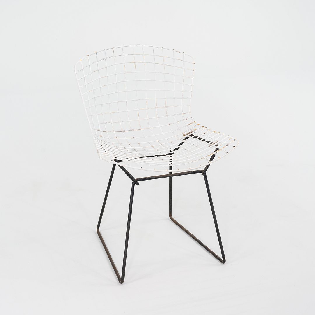 1950s Harry Bertoia for Knoll Bertoia Wire Side / Dining Chair in White & Black