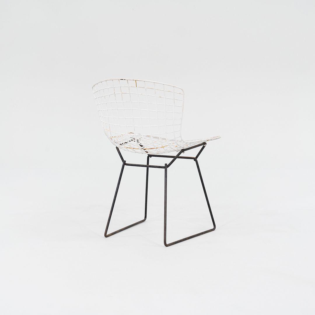 1950s Harry Bertoia for Knoll Bertoia Wire Side / Dining Chair in White & Black
