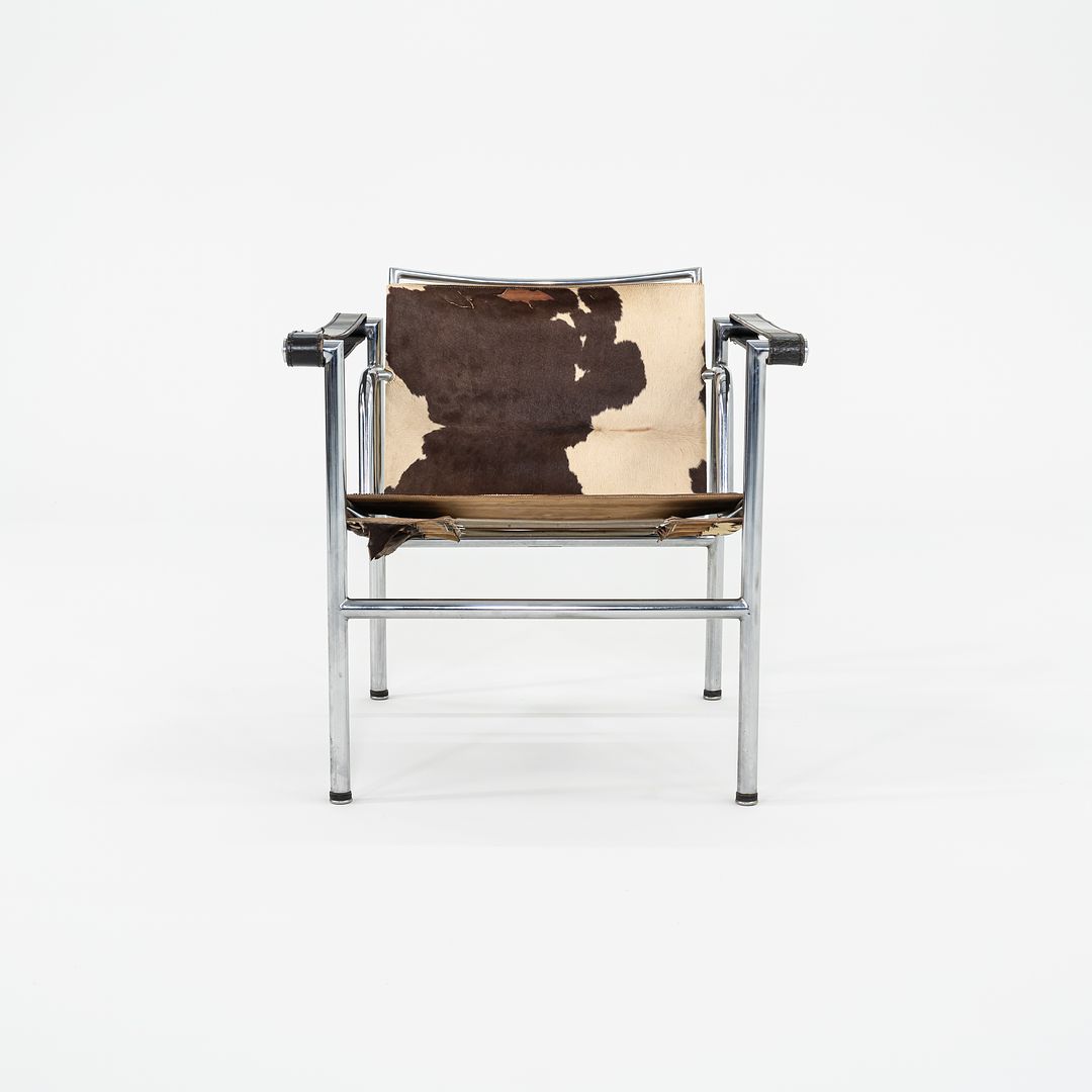 1950s Le Corbusier Jeanneret Perriand LC1 Basculant Lounge Chair in Cowhide with Original Stendig Label