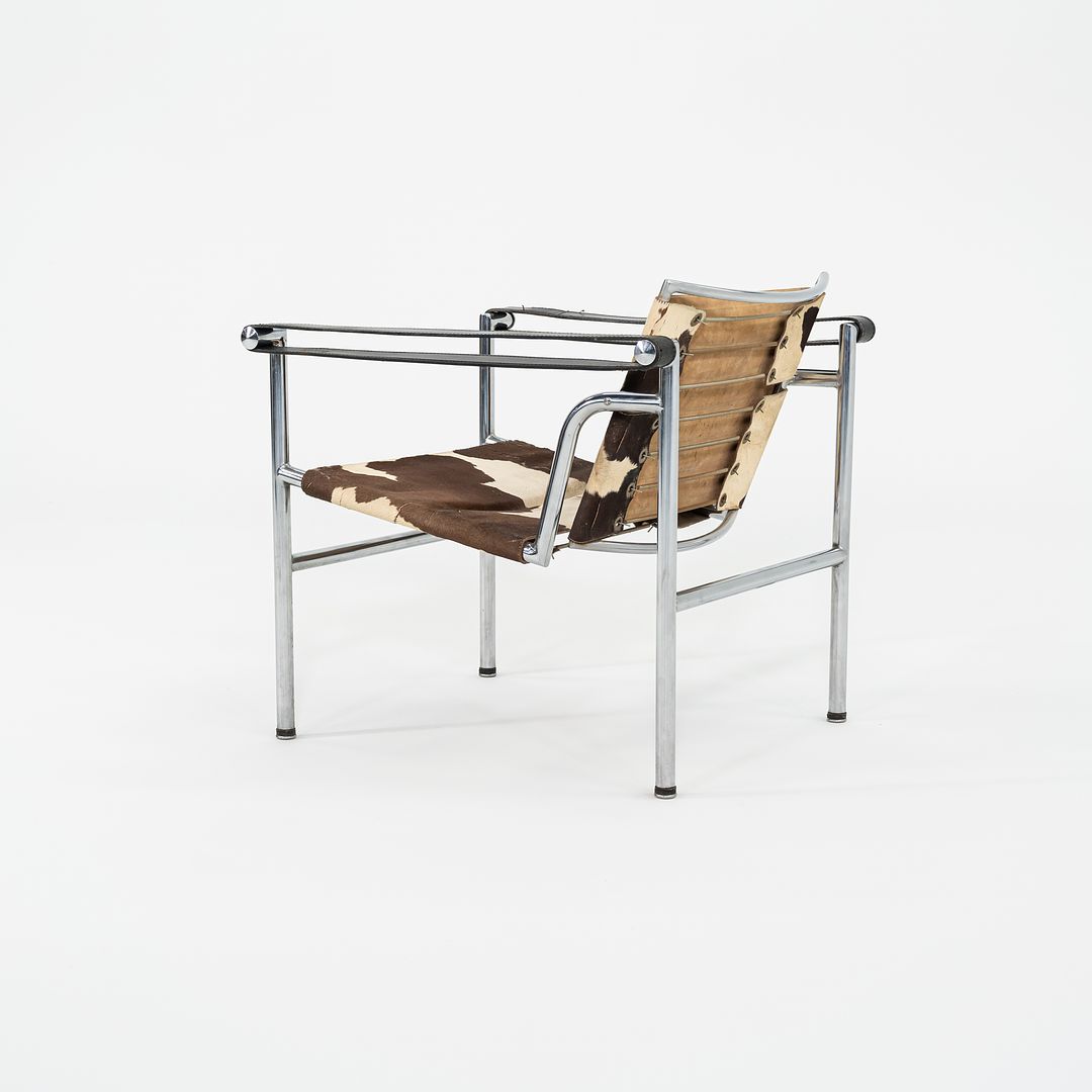 1950s Le Corbusier Jeanneret Perriand LC1 Basculant Lounge Chair in Cowhide with Original Stendig Label