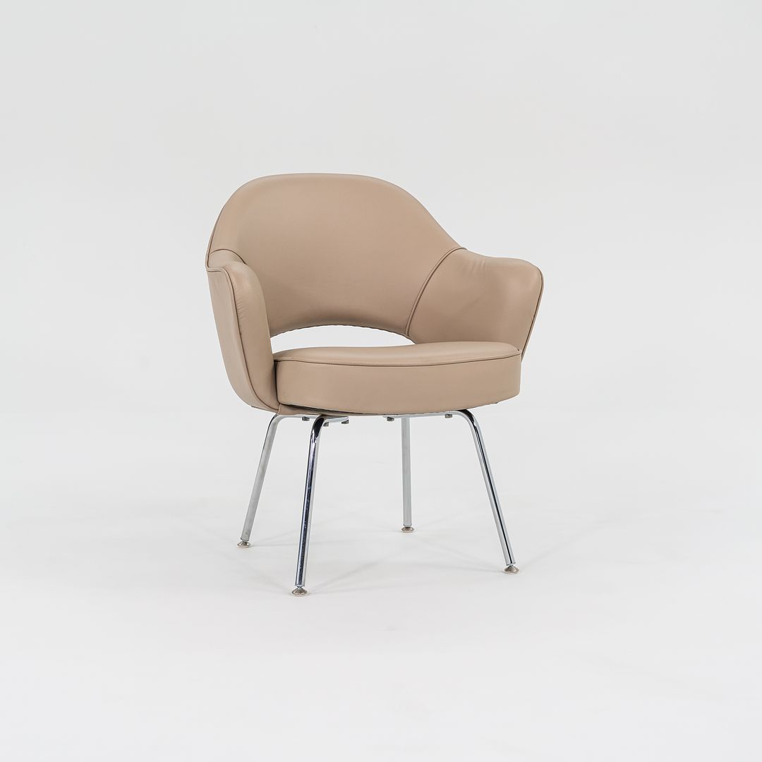 2021 Saarinen Executive Arm Chair, Model 71A by Eero Saarinen for Knoll in Tan Leather, 4x Available