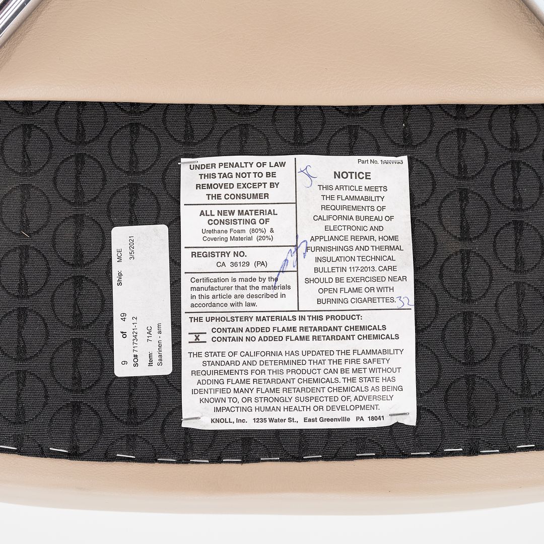 2021 Saarinen Executive Arm Chair, Model 71A by Eero Saarinen for Knoll in Tan Leather, 4x Available