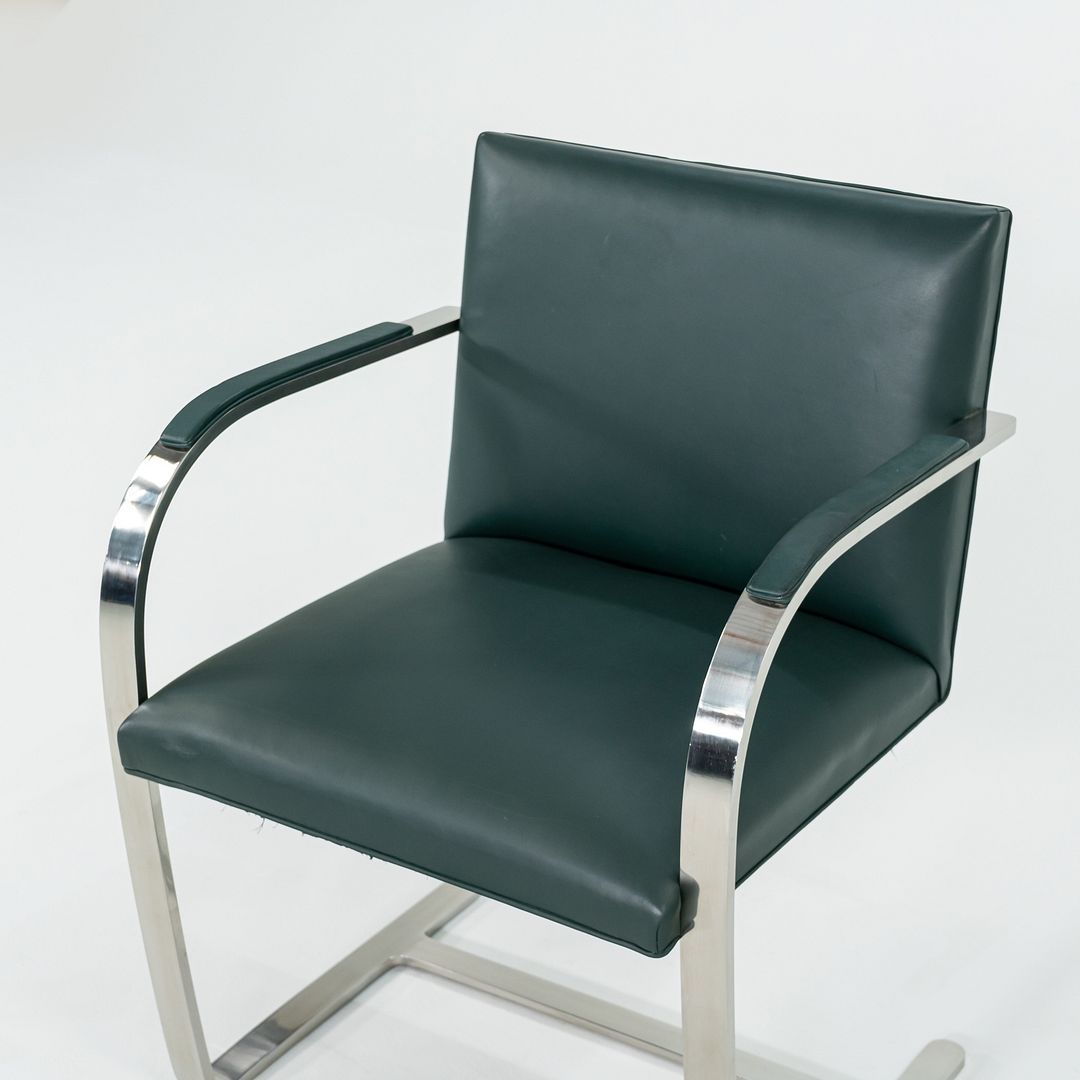 1960s Mies van der Rohe for Treitel Gratz Flat Bar Stainless Brno Chair in Green