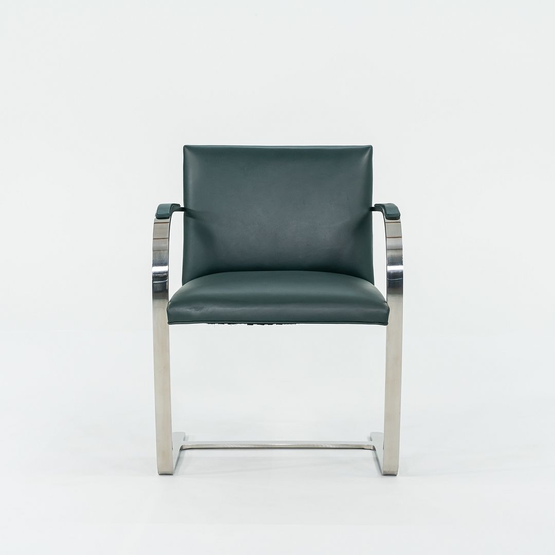 1960s Mies van der Rohe for Treitel Gratz Flat Bar Stainless Brno Chair in Green