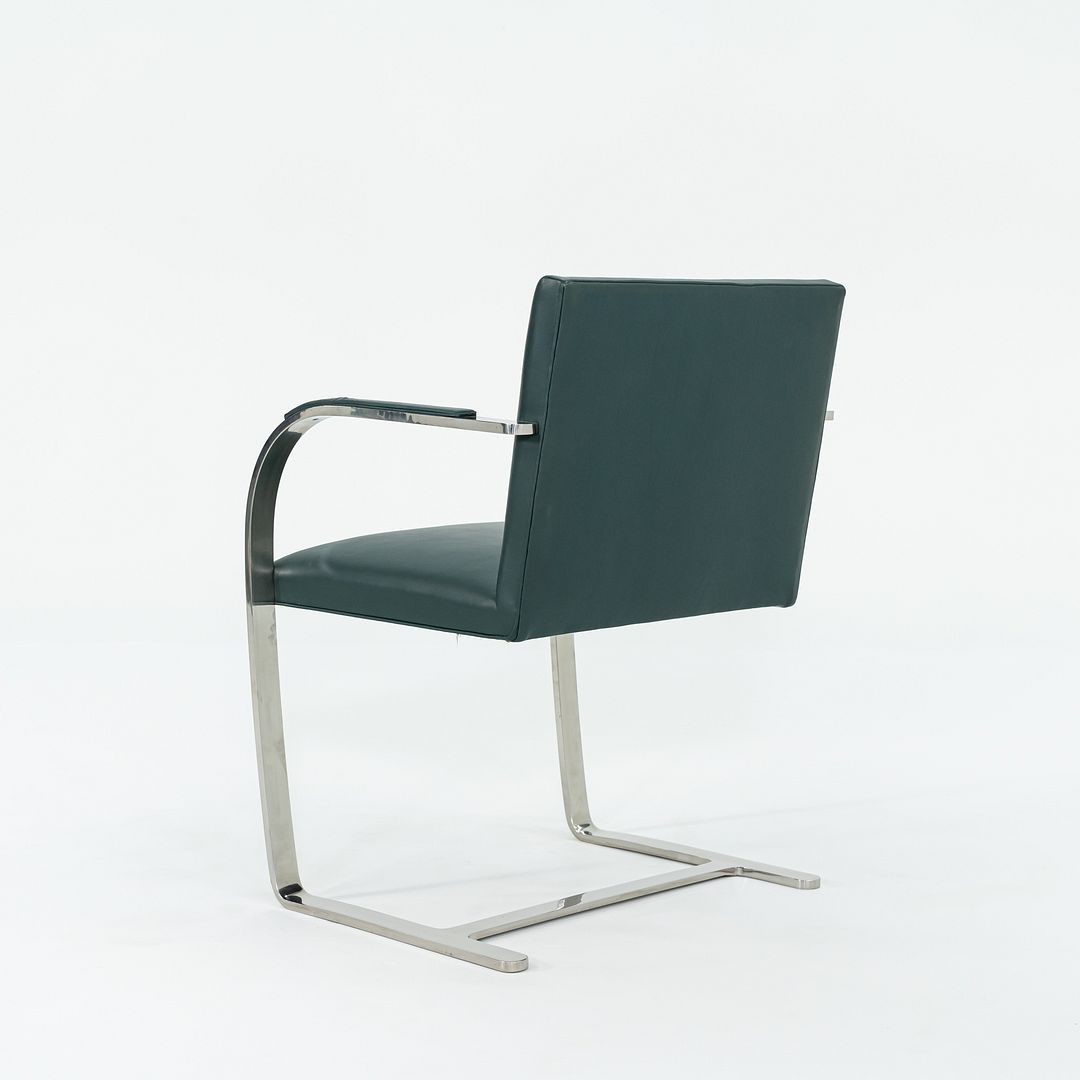 1960s Mies van der Rohe for Treitel Gratz Flat Bar Stainless Brno Chair in Green