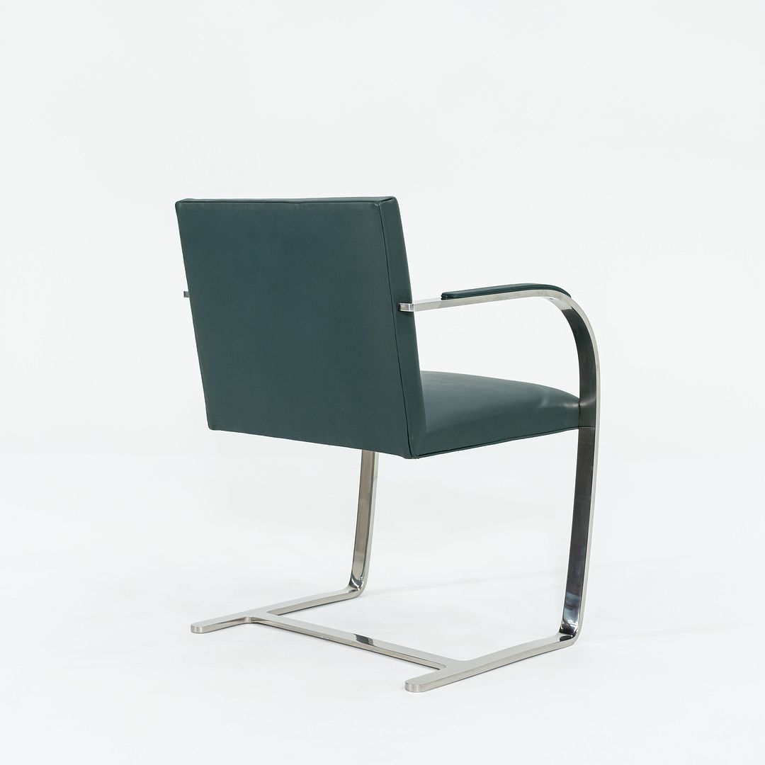 1960s Mies van der Rohe for Treitel Gratz Flat Bar Stainless Brno Chair in Green