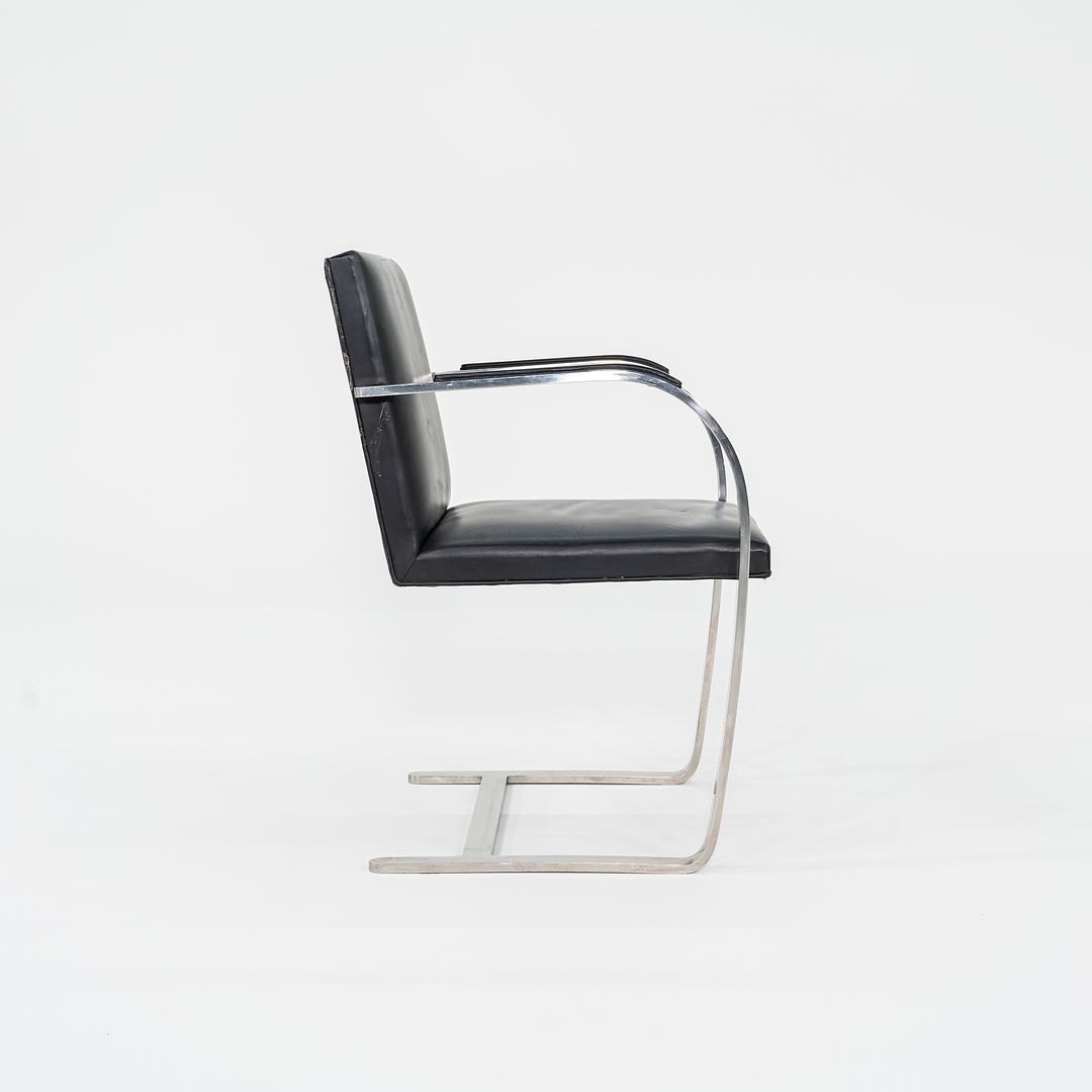 1960s Brno Chair, Model MR50 by Mies van der Rohe and Lily Reich for Knoll in Polished Stainless Steel and Black Leather 4x Available