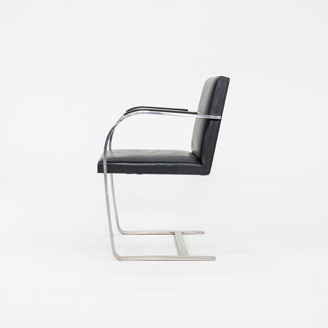 1960s Brno Chair, Model MR50 by Mies van der Rohe and Lily Reich for Knoll in Polished Stainless Steel and Black Leather 4x Available