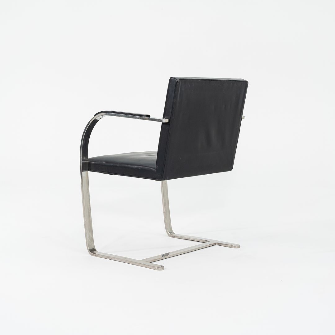 1960s Brno Chair, Model MR50 by Mies van der Rohe and Lily Reich for Knoll in Polished Stainless Steel and Black Leather 4x Available