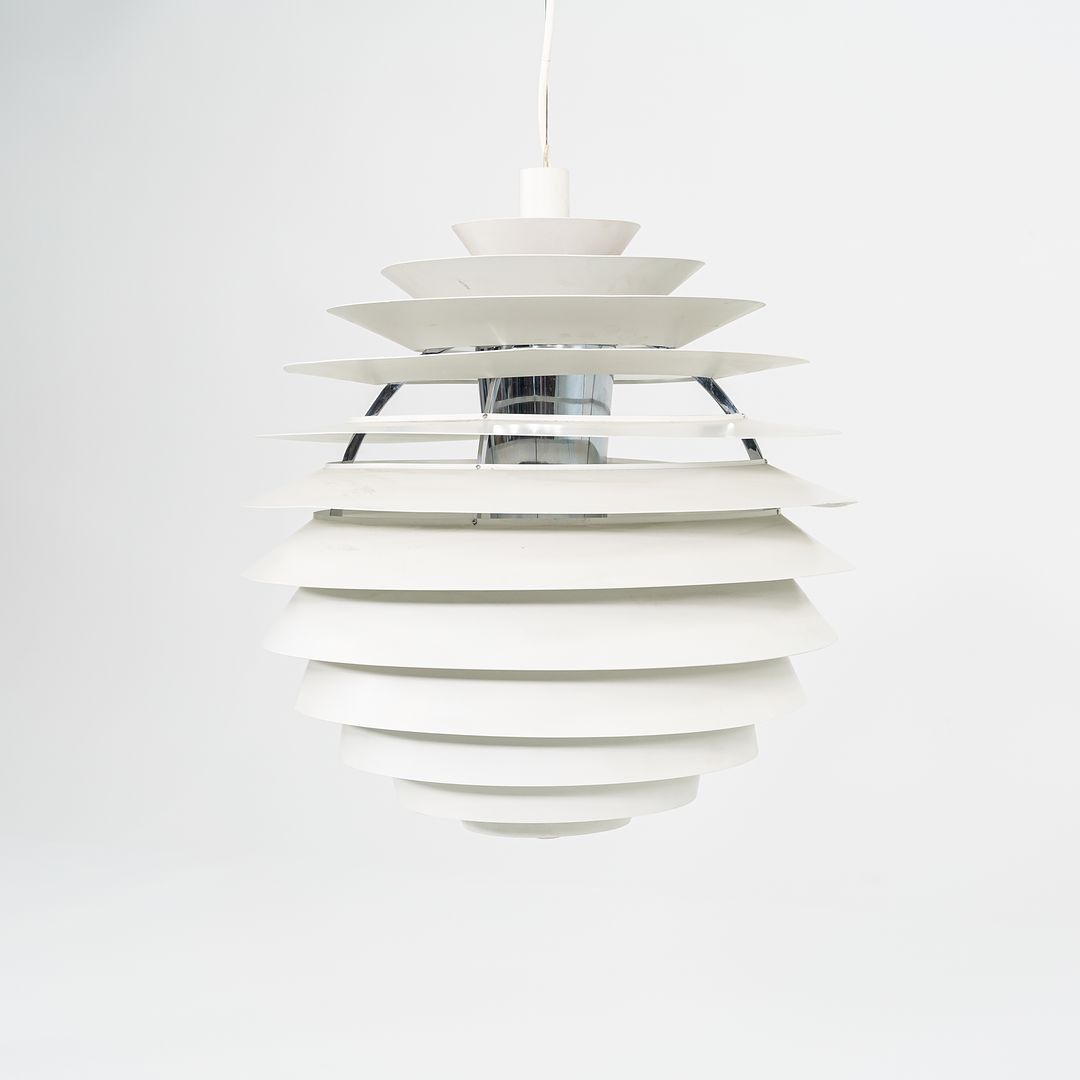 1980s PH Louvre Kugle Pendant Lamp by Poul Henningsen for Louis Poulsen Aluminum, Chrome, Lacquer