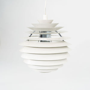 1980s PH Louvre Kugle Pendant Lamp by Poul Henningsen for Louis Poulsen Aluminum, Chrome, Lacquer