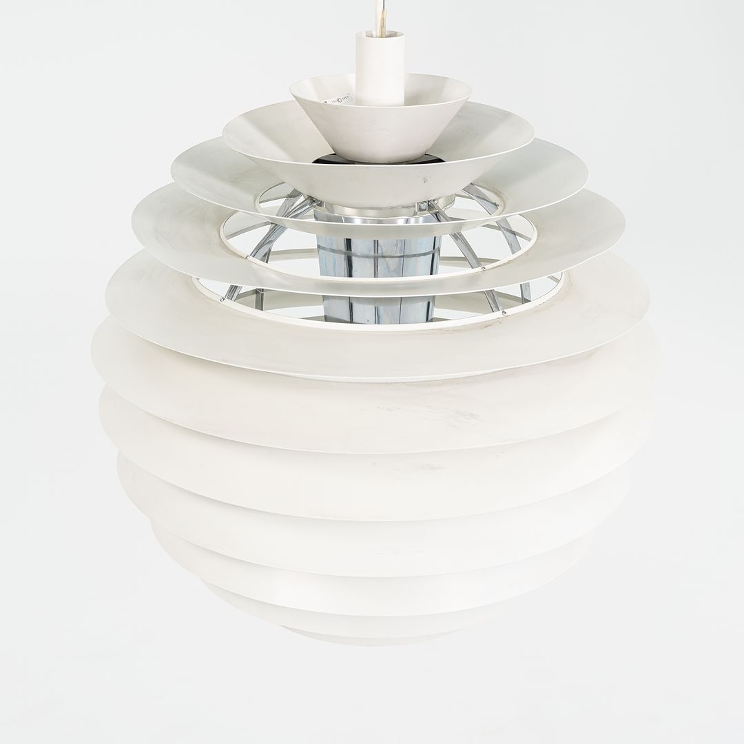 1980s PH Louvre Kugle Pendant Lamp by Poul Henningsen for Louis Poulsen Aluminum, Chrome, Lacquer