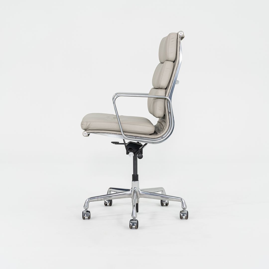 2019 Herman Miller Eames Soft Pad Executive Desk Chair in Bristol Pearl Leather with Pneumatic Base 1x Available