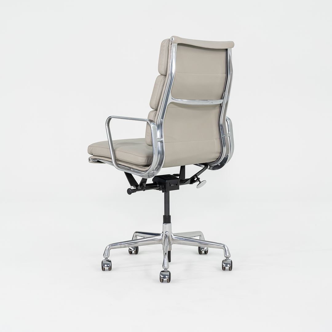 2019 Herman Miller Eames Soft Pad Executive Desk Chair in Bristol Pearl Leather with Pneumatic Base 1x Available