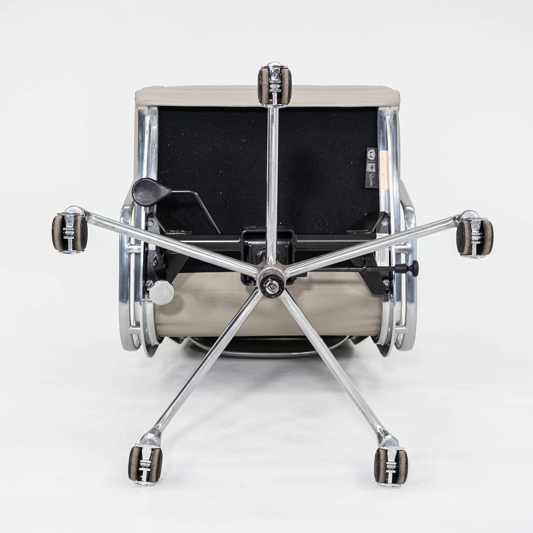 2019 Herman Miller Eames Soft Pad Executive Desk Chair in Bristol Pearl Leather with Pneumatic Base 1x Available