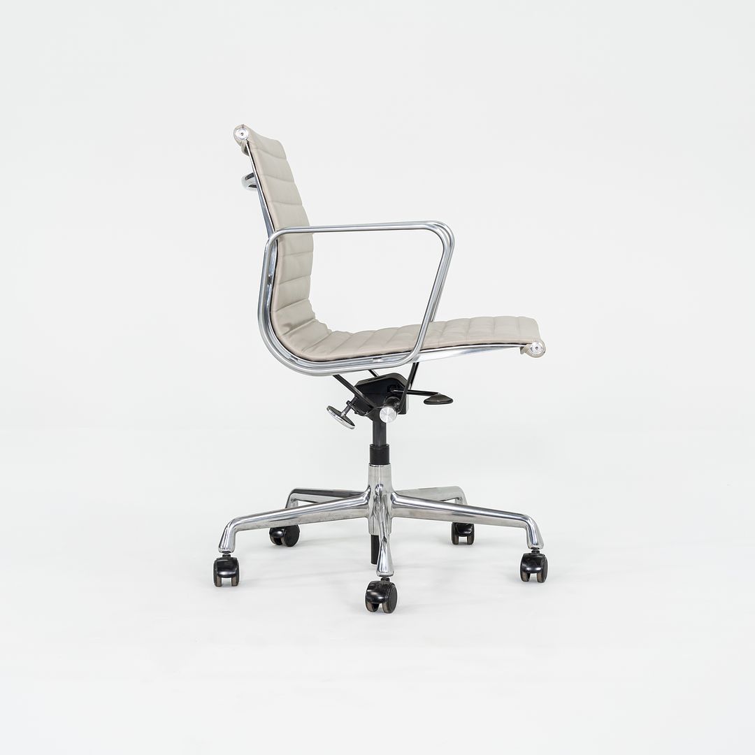 2021 Aluminum Group Management Desk Chair, Model EA335 by Ray and Charles Eames for Herman Miller in Stone Ecohide 6x Available