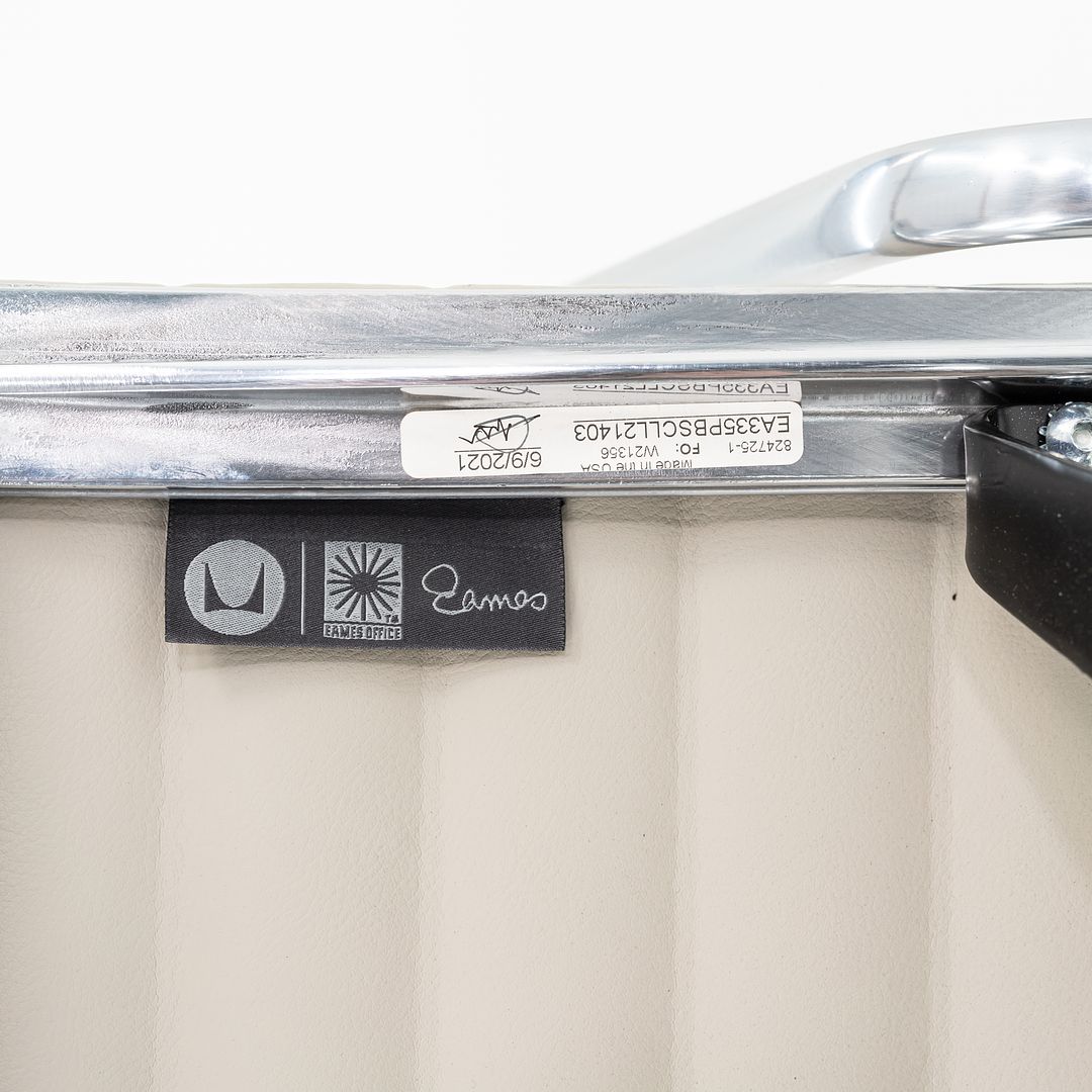 2021 Aluminum Group Management Desk Chair, Model EA335 by Ray and Charles Eames for Herman Miller in Stone Ecohide 6x Available