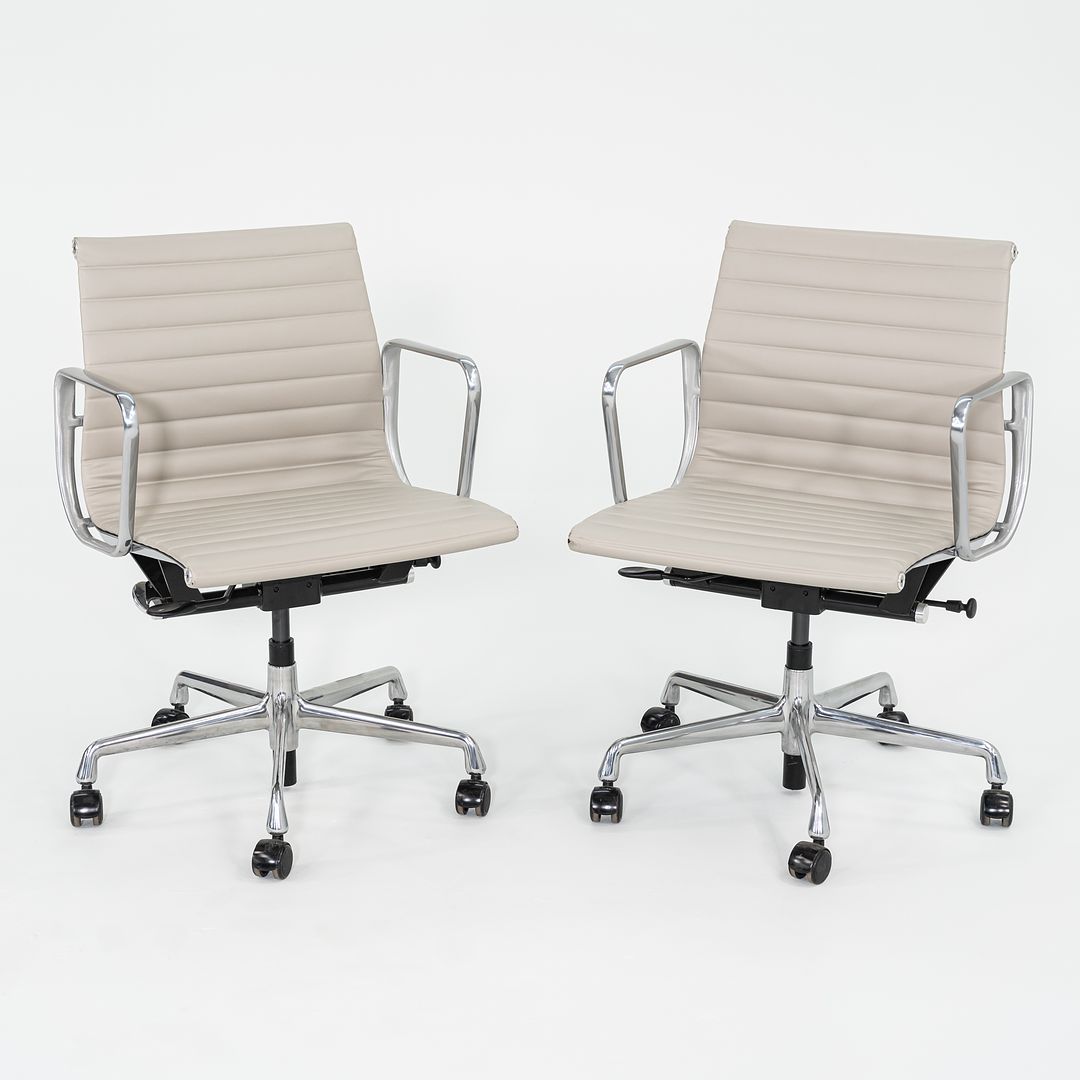 2021 Aluminum Group Management Desk Chair, Model EA335 by Ray and Charles Eames for Herman Miller in Stone Ecohide 6x Available