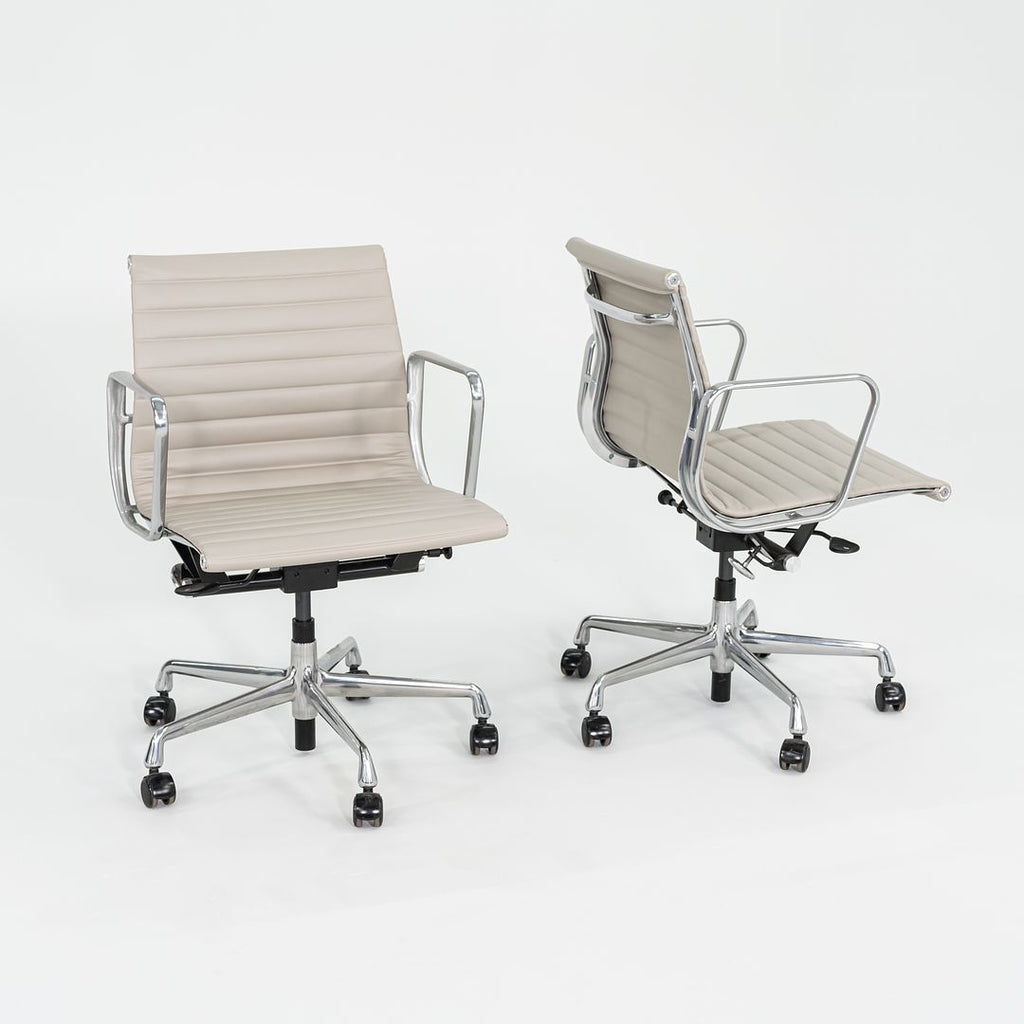 2021 Aluminum Group Management Desk Chair, Model EA335 by Ray and Charles Eames for Herman Miller in Stone Ecohide 6x Available