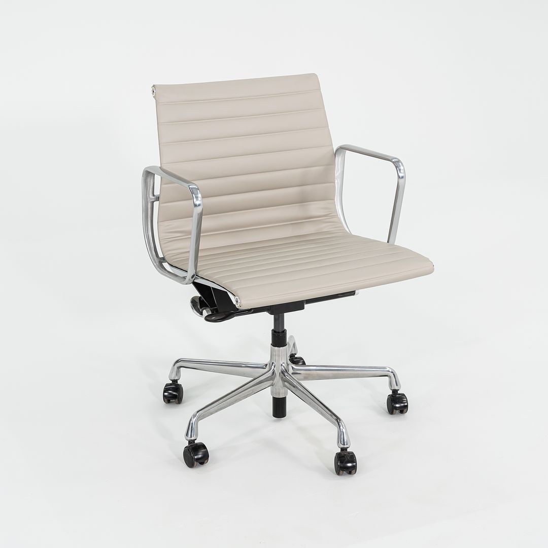 2021 Aluminum Group Management Desk Chair, Model EA335 by Ray and Charles Eames for Herman Miller in Stone Ecohide 6x Available