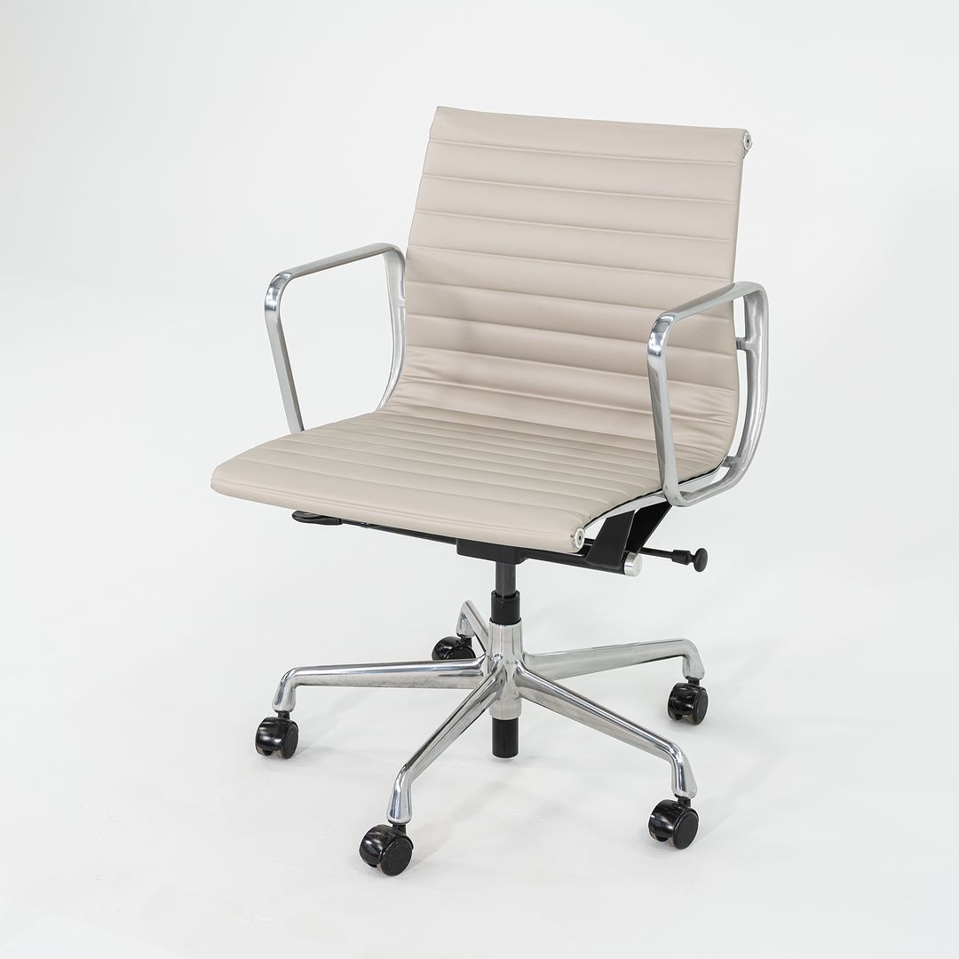 2021 Aluminum Group Management Desk Chair, Model EA335 by Ray and Charles Eames for Herman Miller in Stone Ecohide 6x Available
