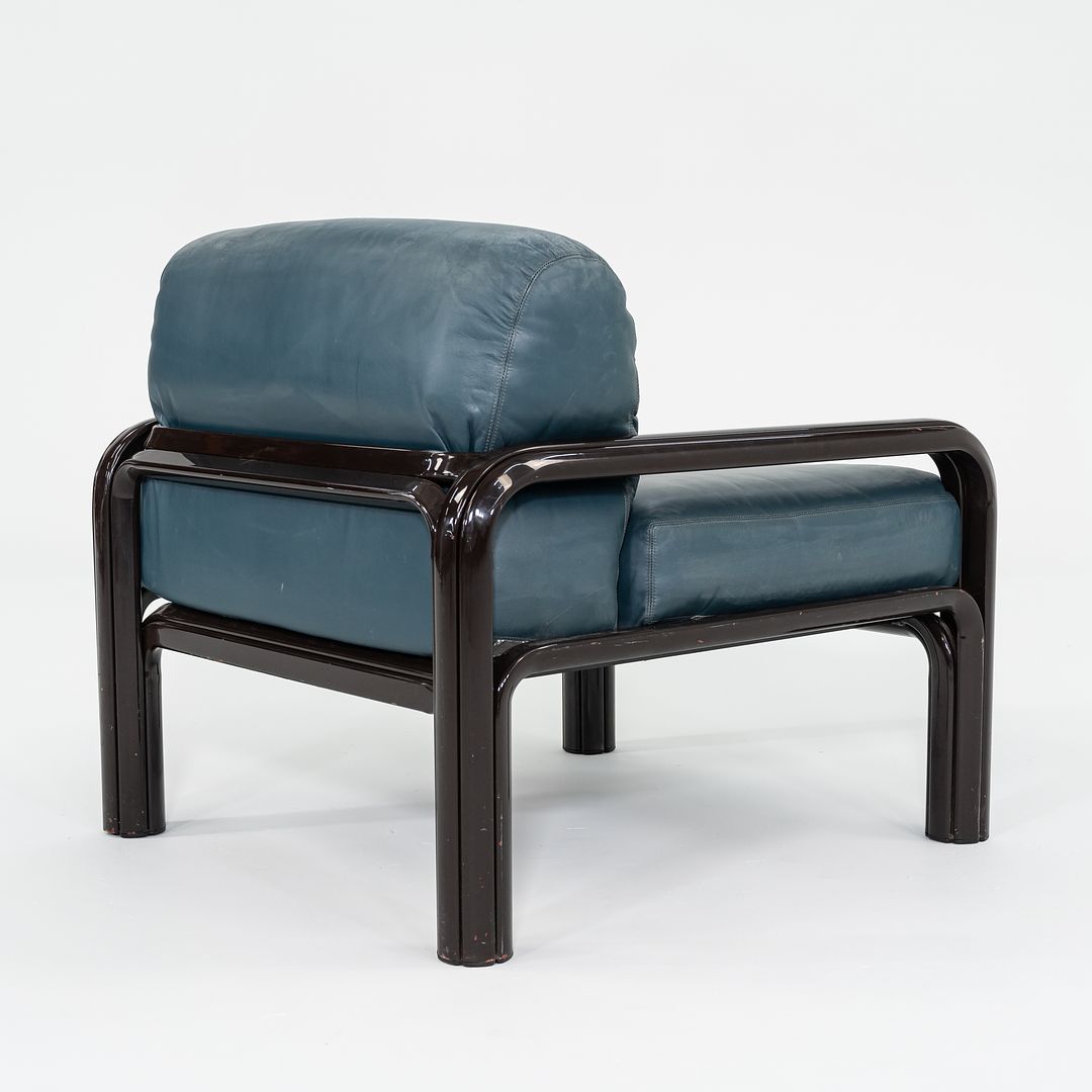 1990s Aulenti Armchair, Model 54-S1 by Gae Aulenti for Knoll in Blue/Green Leather 8x Available