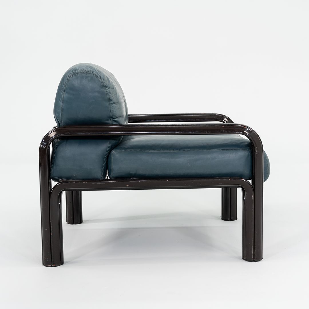 1990s Aulenti Armchair, Model 54-S1 by Gae Aulenti for Knoll in Blue/Green Leather 8x Available
