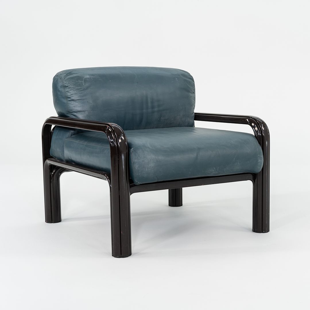 1990s Aulenti Armchair, Model 54-S1 by Gae Aulenti for Knoll in Blue/Green Leather 8x Available
