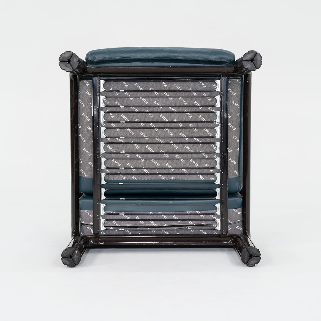 1990s Aulenti Armchair, Model 54-S1 by Gae Aulenti for Knoll in Blue/Green Leather 8x Available