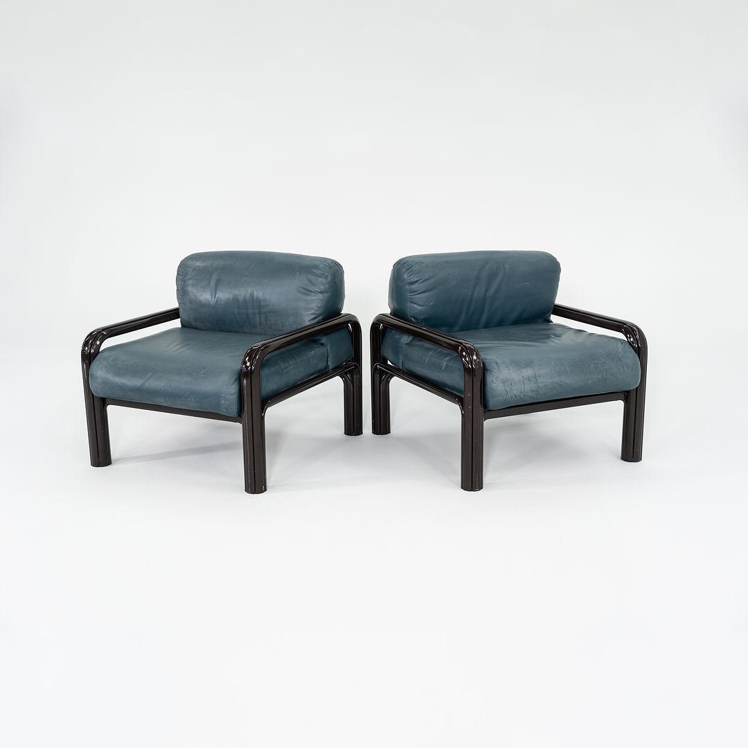 1990s Aulenti Armchair, Model 54-S1 by Gae Aulenti for Knoll in Blue/Green Leather 8x Available