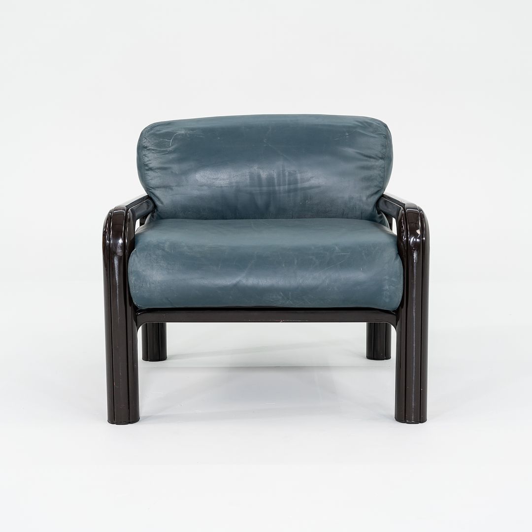 1990s Aulenti Armchair, Model 54-S1 by Gae Aulenti for Knoll in Blue/Green Leather 8x Available