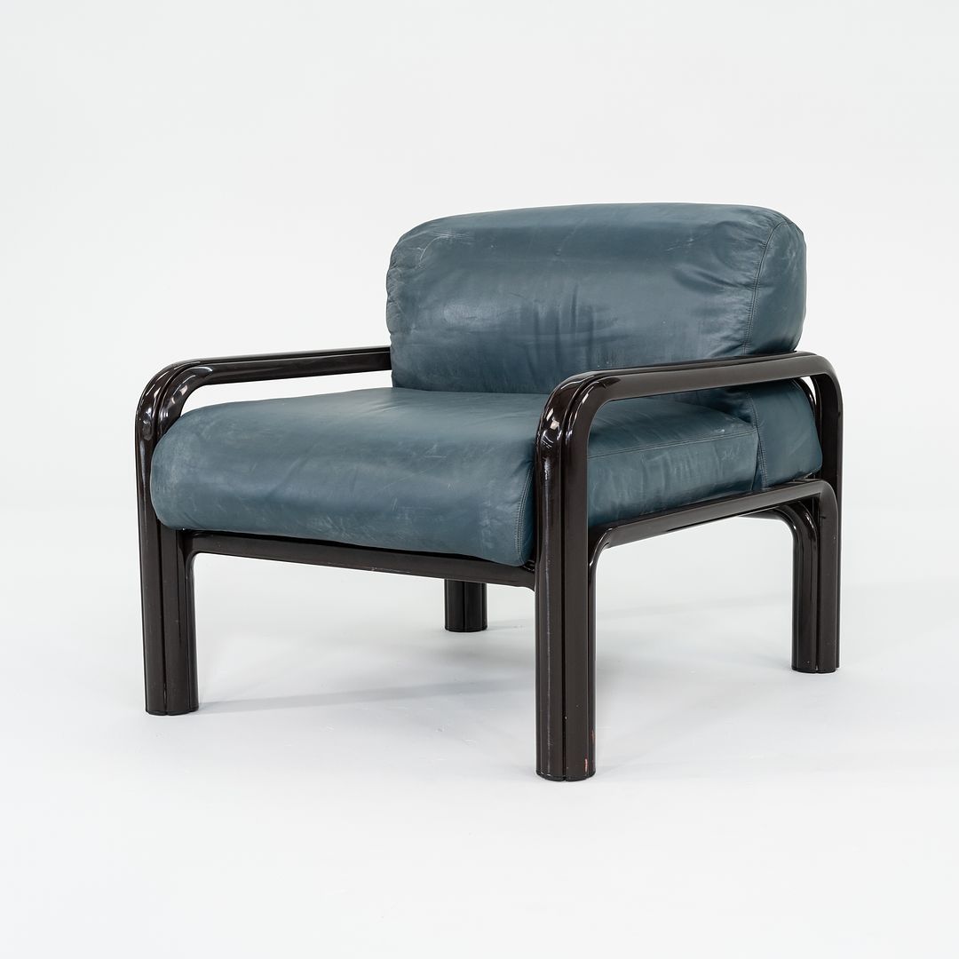 1990s Aulenti Armchair, Model 54-S1 by Gae Aulenti for Knoll in Blue/Green Leather 8x Available