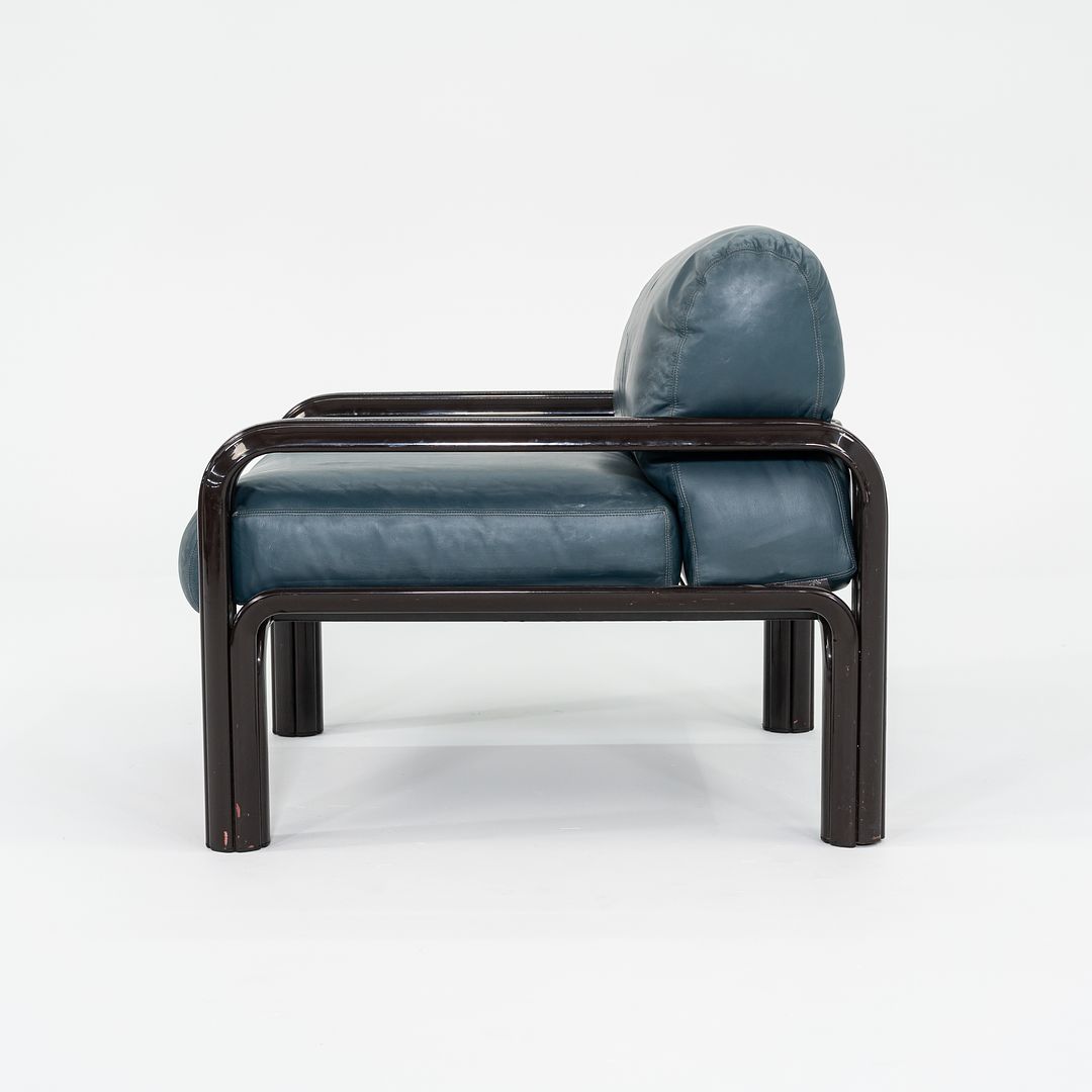 1990s Aulenti Armchair, Model 54-S1 by Gae Aulenti for Knoll in Blue/Green Leather 8x Available