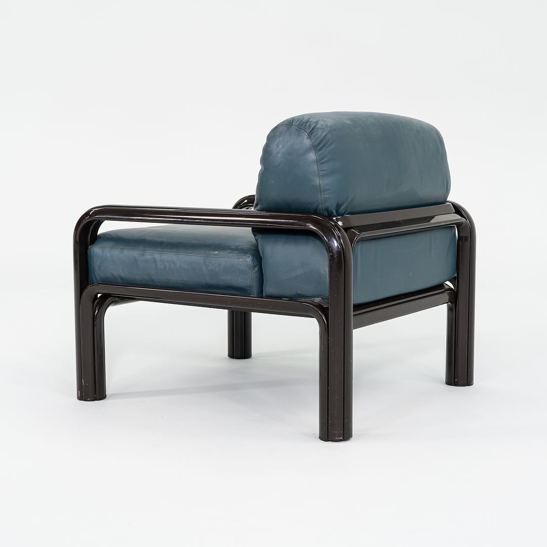 1990s Aulenti Armchair, Model 54-S1 by Gae Aulenti for Knoll in Blue/Green Leather 8x Available