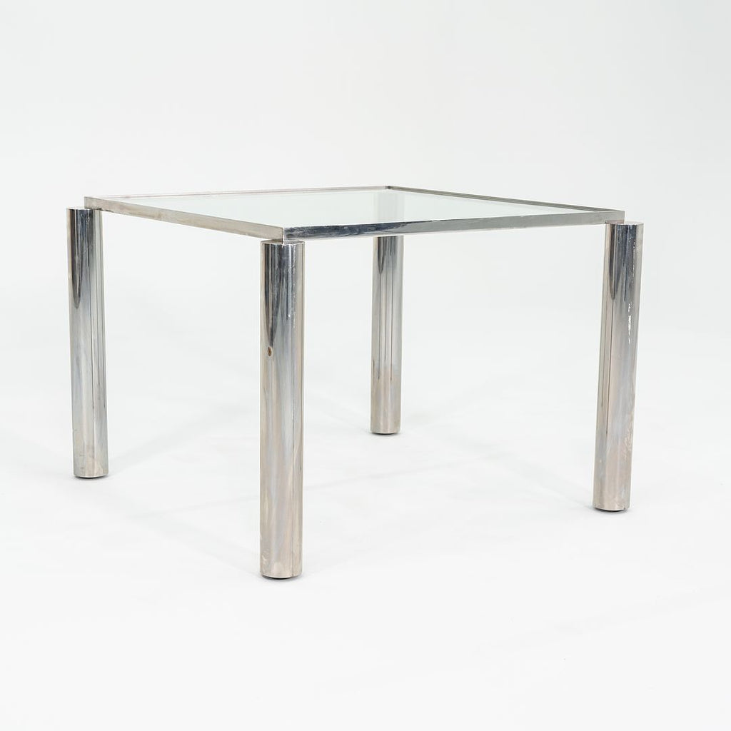 1980s Richard Schultz Prototype Dining Table in Polished Stainless Steel with Glass