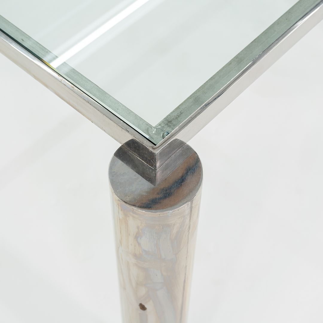 1980s Richard Schultz Prototype Dining Table in Polished Stainless Steel with Glass