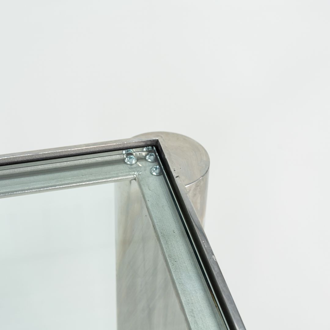 1980s Richard Schultz Prototype Dining Table in Polished Stainless Steel with Glass