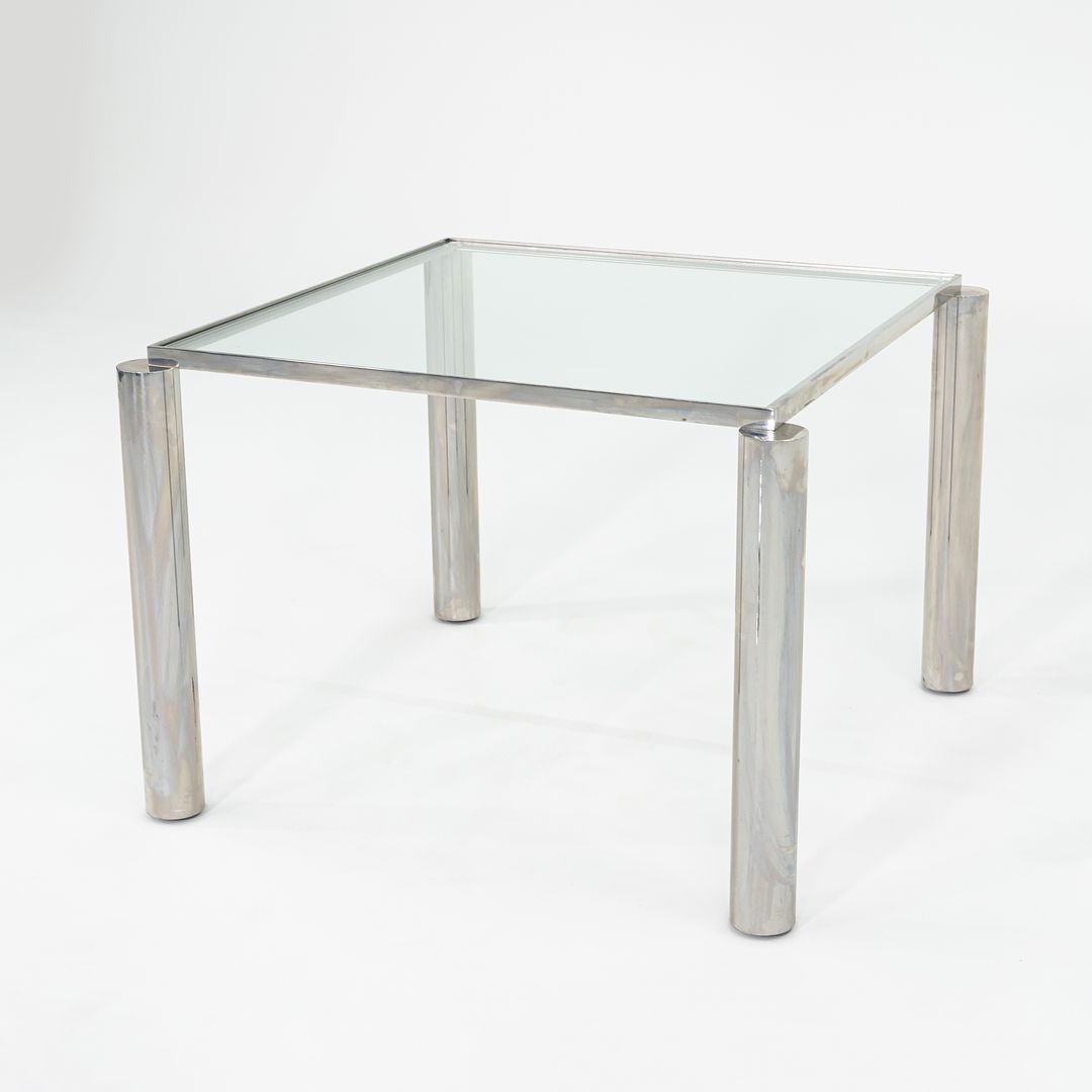 1980s Richard Schultz Prototype Dining Table in Polished Stainless Steel with Glass