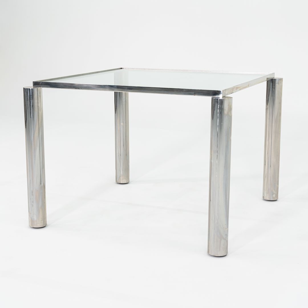 1980s Richard Schultz Prototype Dining Table in Polished Stainless Steel with Glass