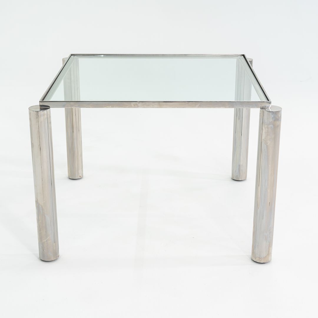 1980s Richard Schultz Prototype Dining Table in Polished Stainless Steel with Glass
