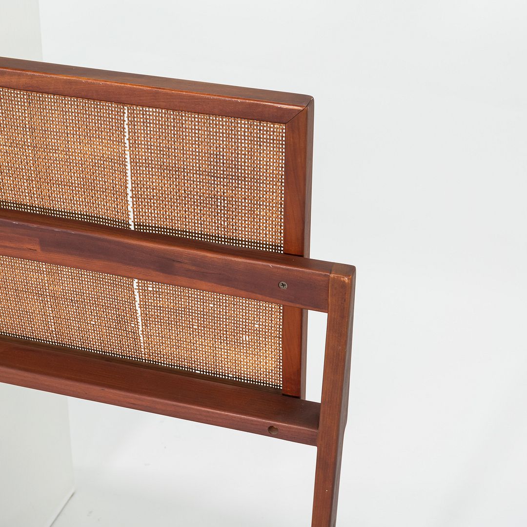 1959 Jens Risom Designs Full Headboard and Footboard in Walnut with Caned Panel